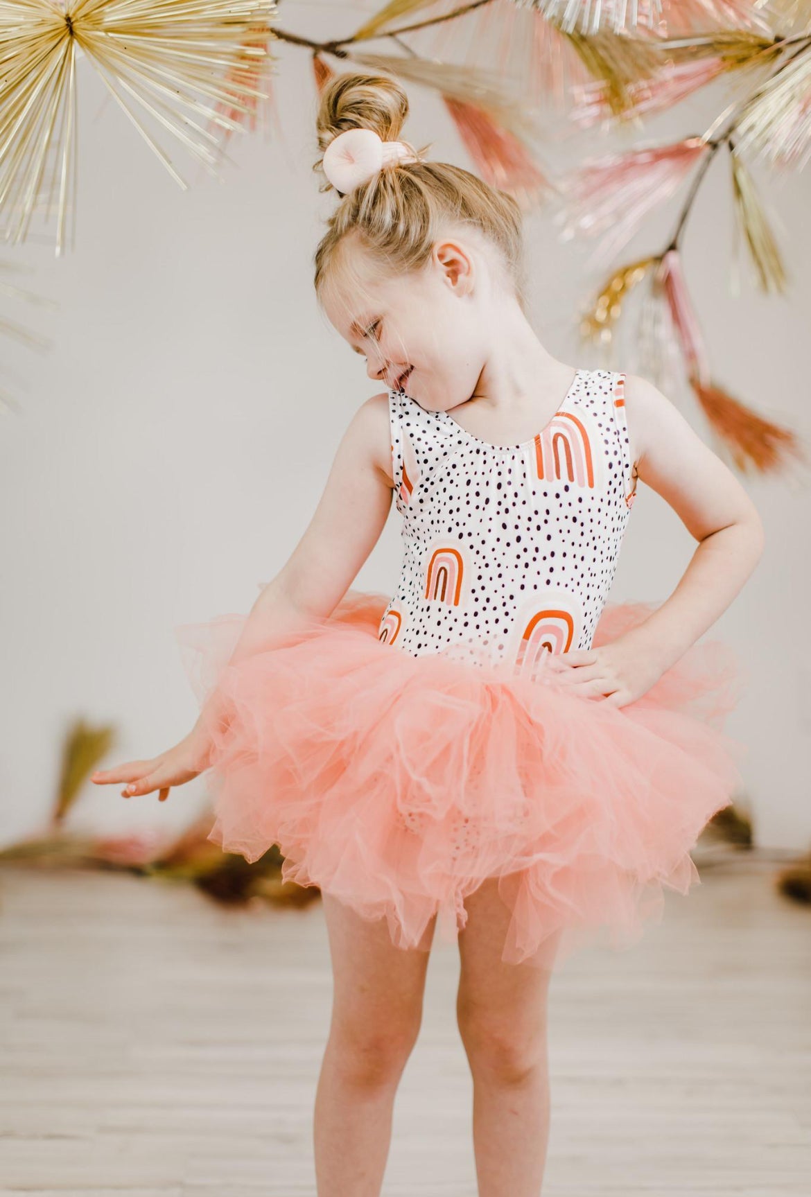 Peach Rainbow Tank Tutu Leotard