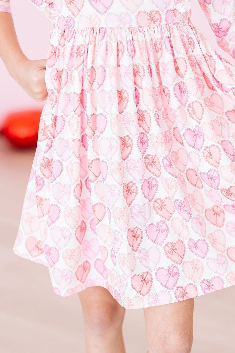MELT MY HEART 3/4 SLEEVE RUFFLE TWIRL DRESS