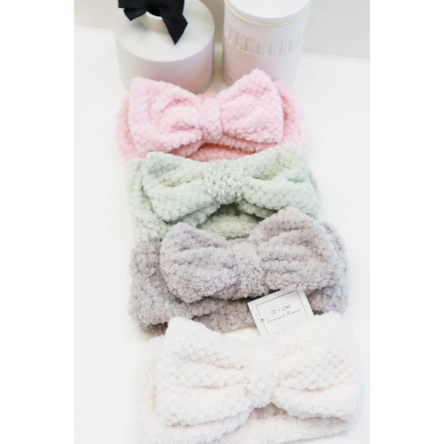 Waffle Texture Premium Bow Spa Headband