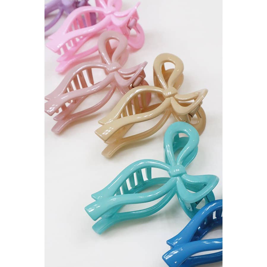 Glossy Soft Tone Bow Shape Hair Claw Sets