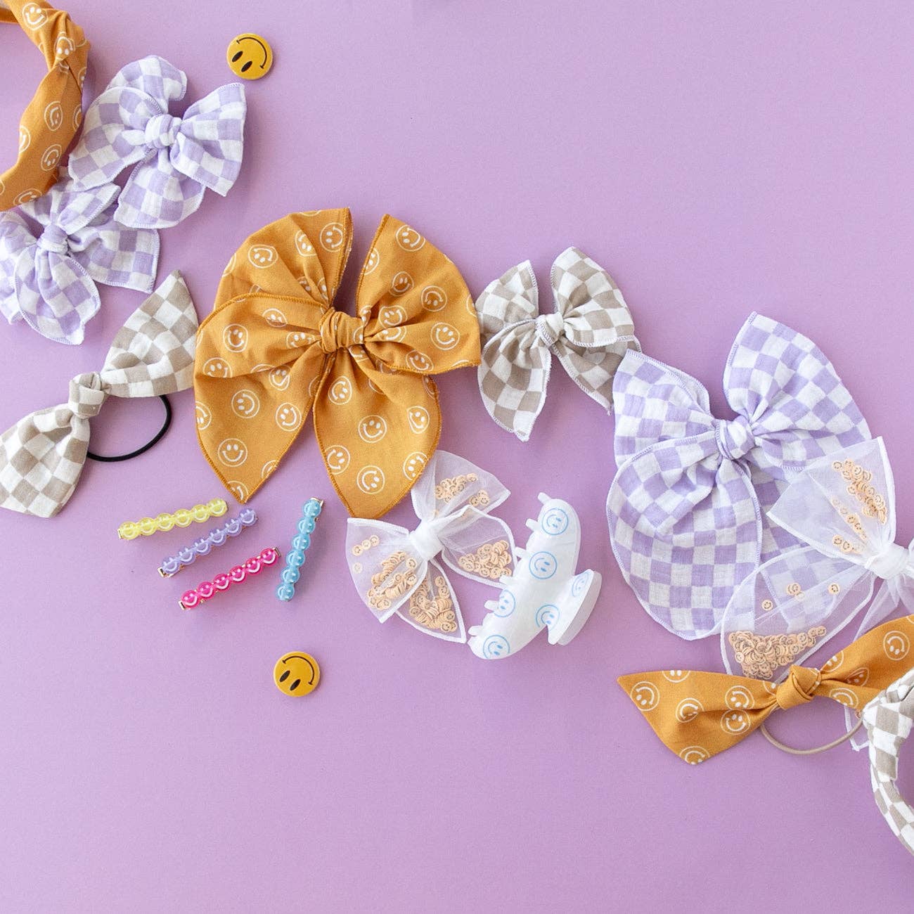 Checkerboard - Purple | Petite Party Bow