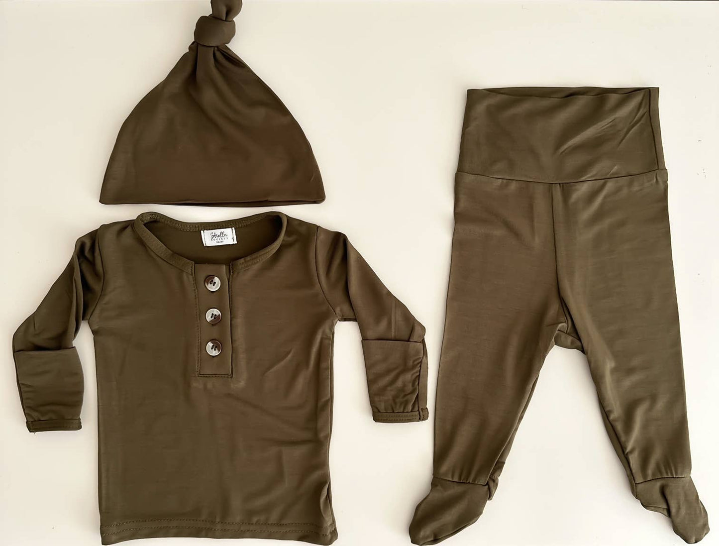 Top & Bottom Baby Outfit (Newborn - 3 mo) - Army Green