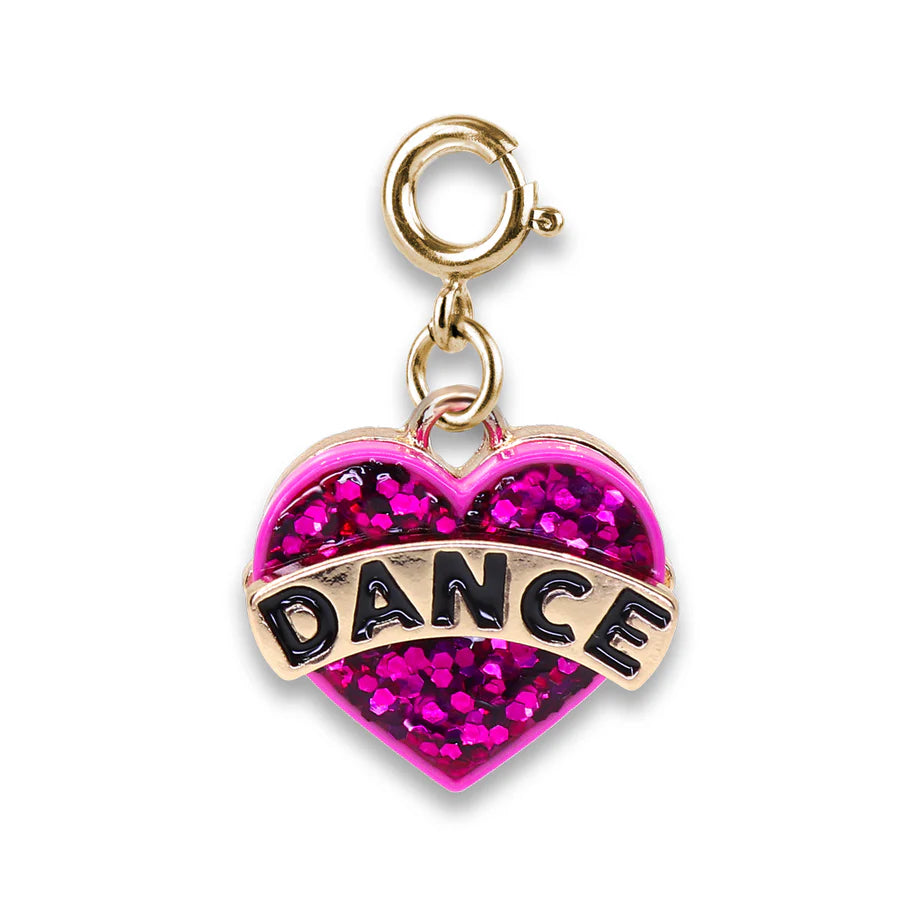 Gold Glitter Dance Heart Charm - CHARM IT!