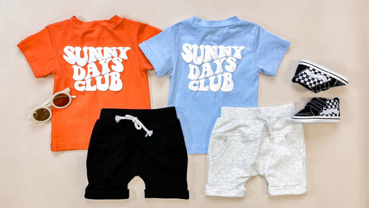 Blue Sunny Days Club Boys Shorts + Tee Puff Vinyl