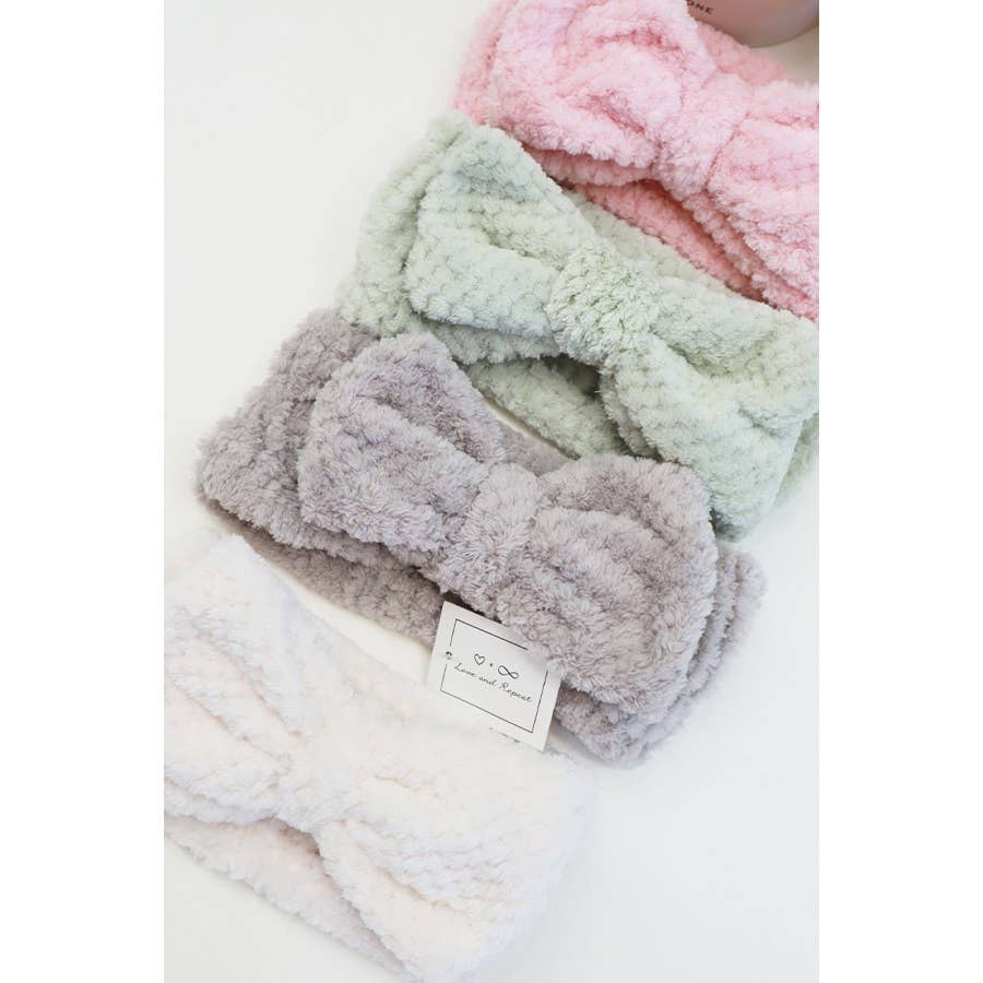 Waffle Texture Premium Bow Spa Headband