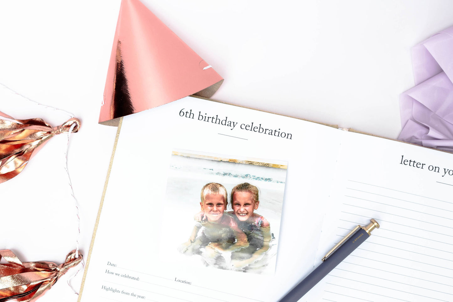 Birthday Memory Book – Birthday Guest Book w/Gold