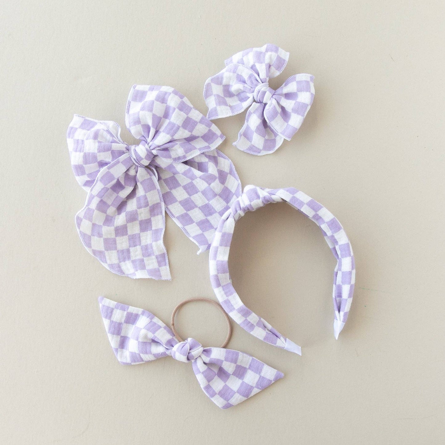 Checkerboard - Purple | Petite Party Bow