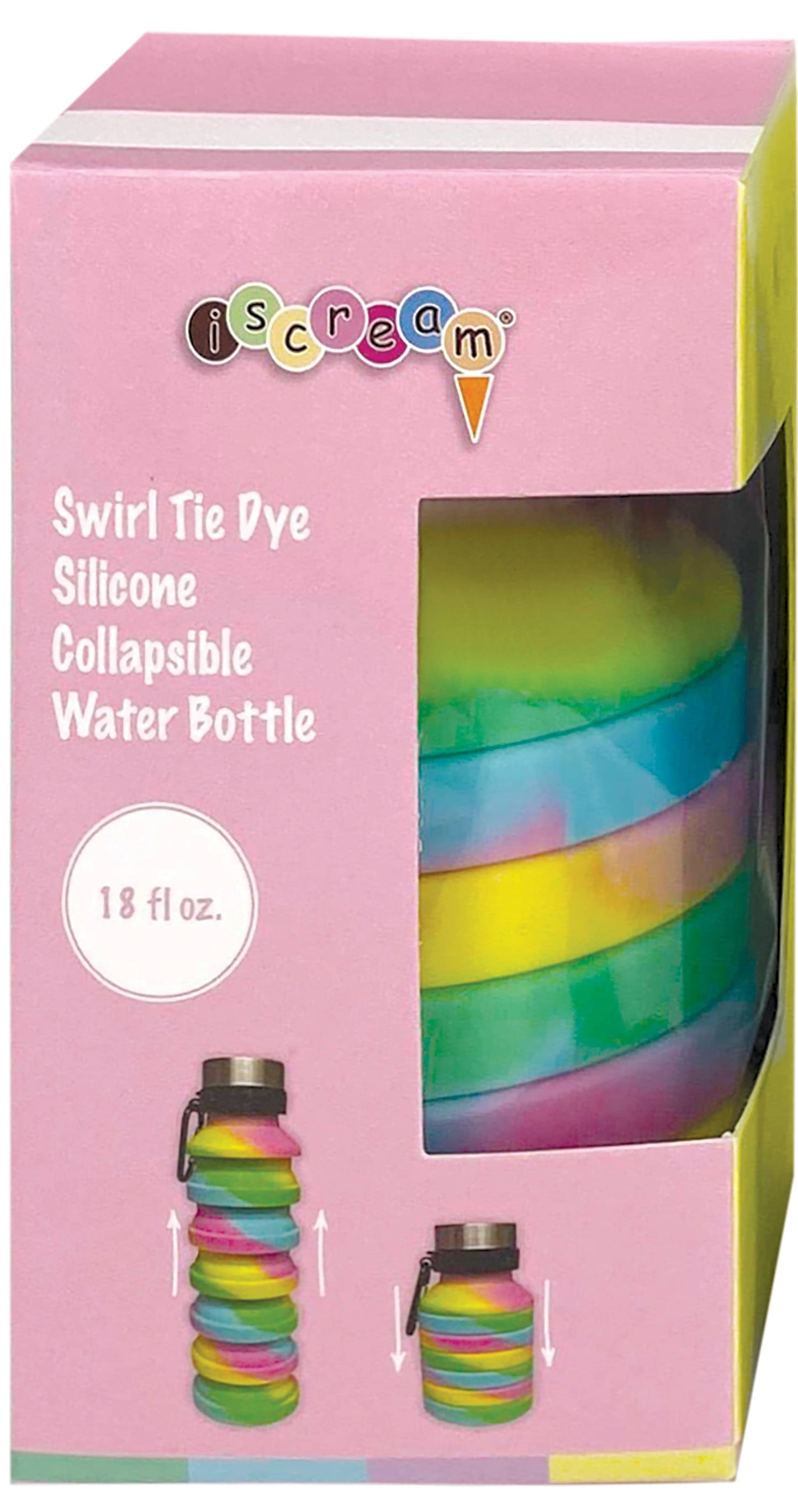 Swirl Tie Dye Silicone Collapsible Water Bottle