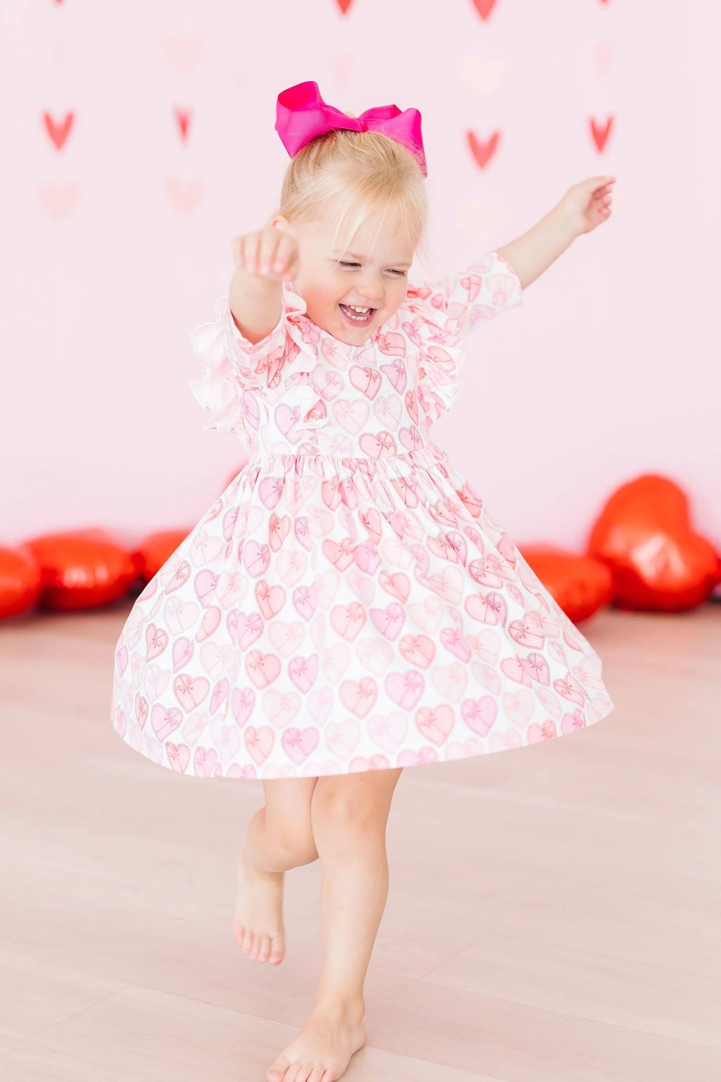 MELT MY HEART 3/4 SLEEVE RUFFLE TWIRL DRESS