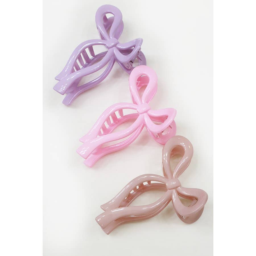 Glossy Soft Tone Bow Shape Hair Claw Sets