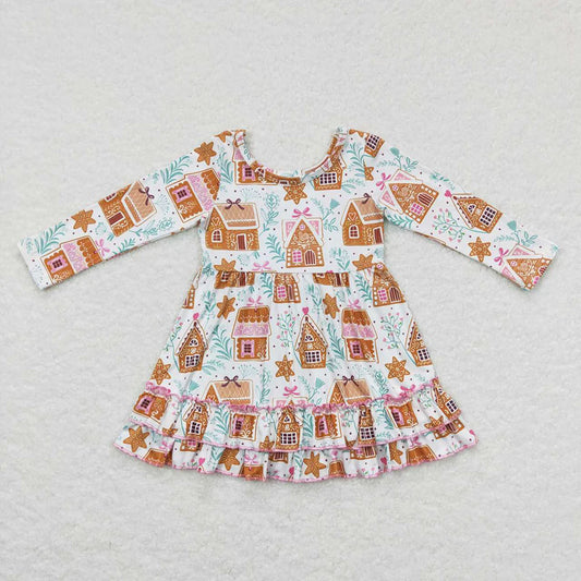 Girls Christmas Gingerbread House Dress PreOrder