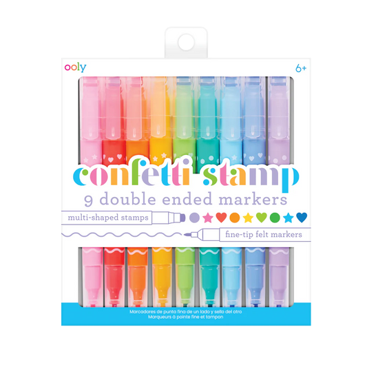 Confetti Stamp Double-Ended Markers - Set of 9