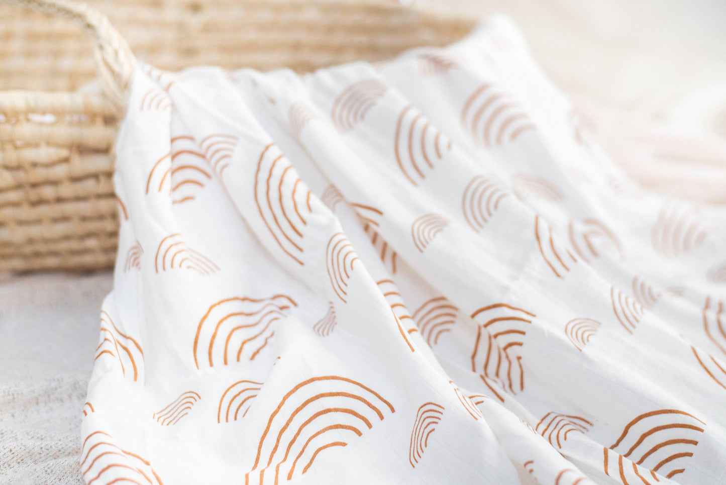 Caramel & White Rainbow Swaddle Blanket