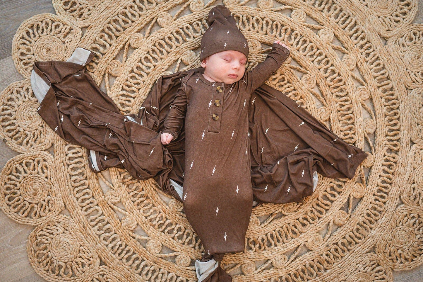 Knotted Baby Gown - Brown Lightning