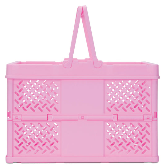 LARGE PINK FOLDABLE STORAGE CRATE