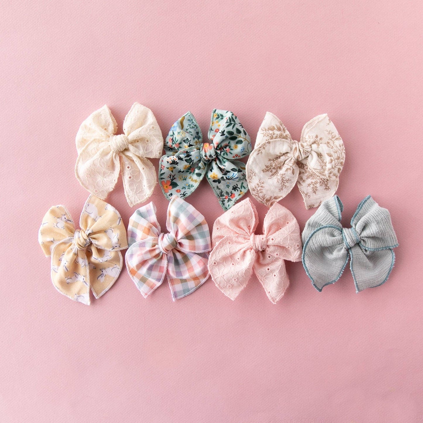 Petal Pink Eyelet | Pigtail Set - Petite Party Bow