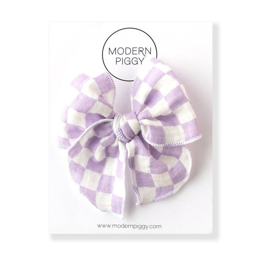 Checkerboard - Purple | Petite Party Bow