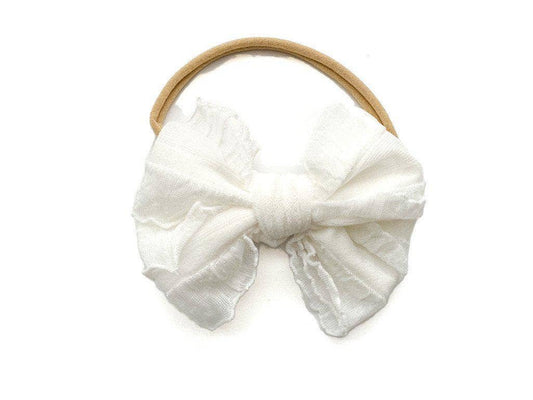 White Chiffon Knot Bow Headband