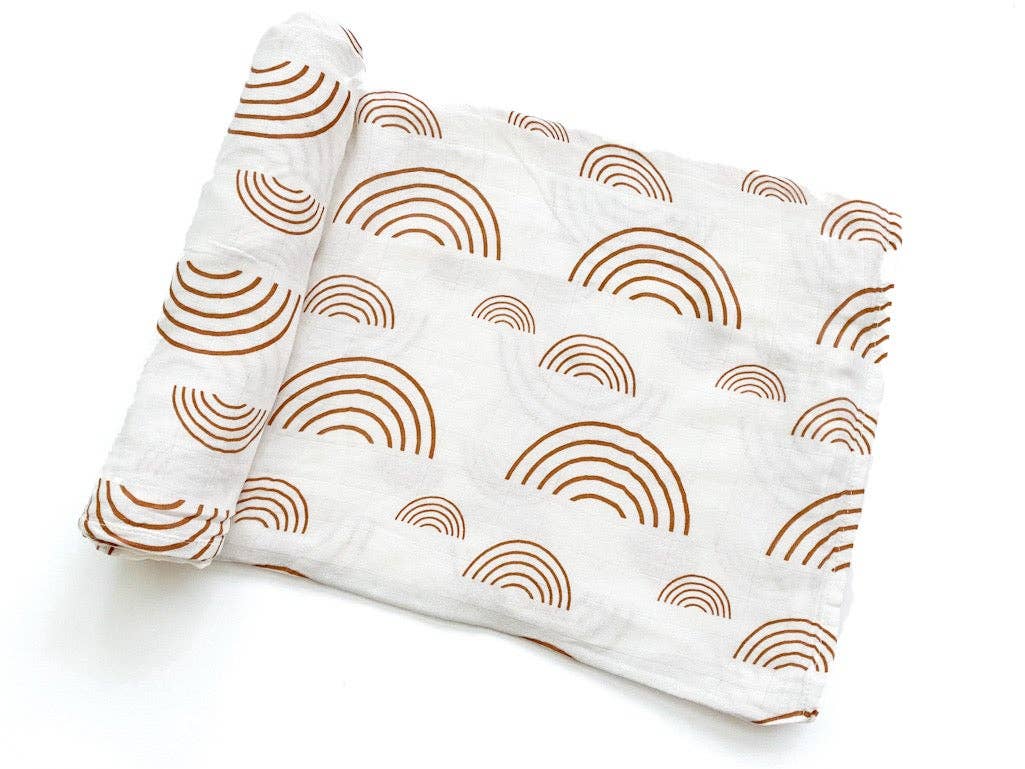 Caramel & White Rainbow Swaddle Blanket