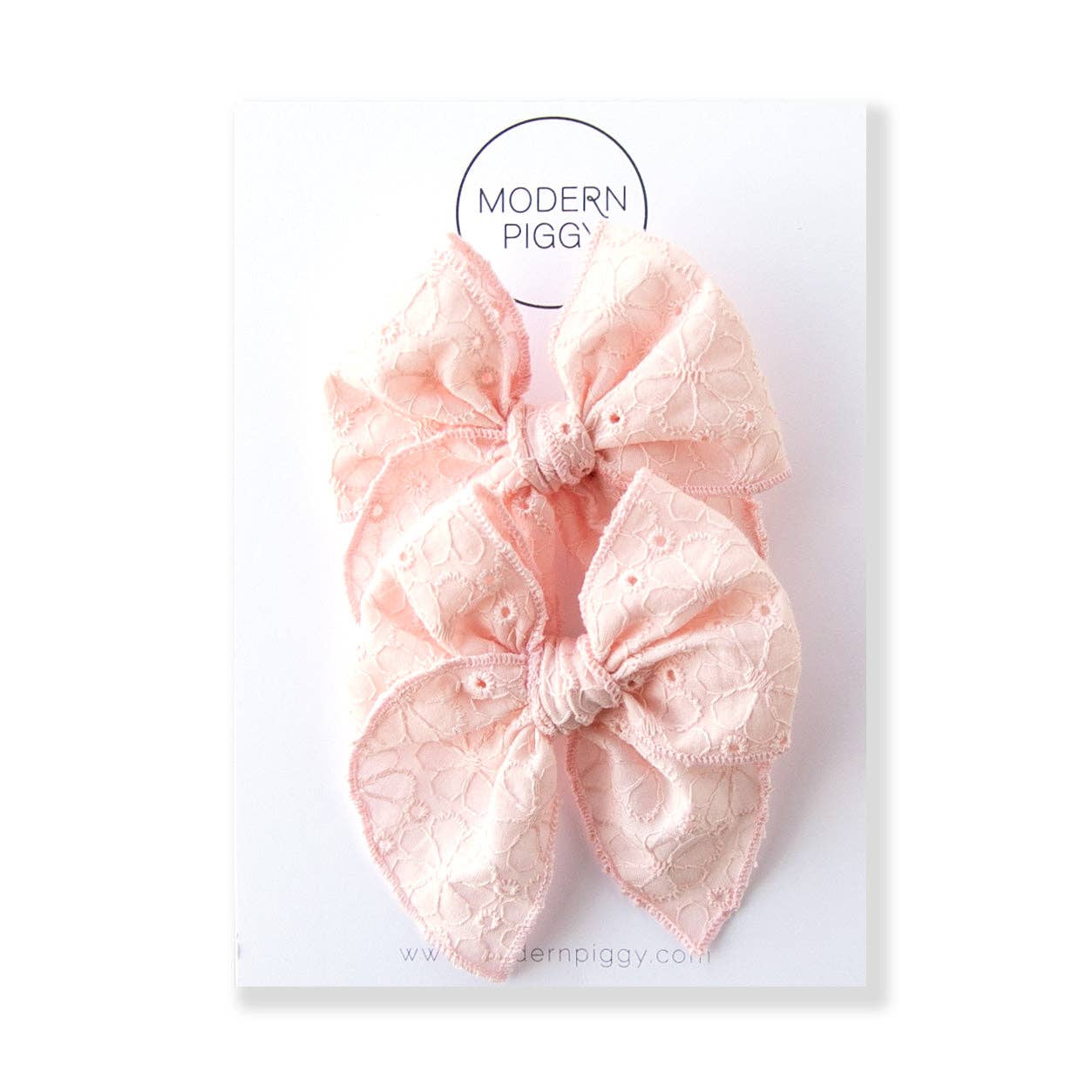 Petal Pink Eyelet | Pigtail Set - Petite Party Bow